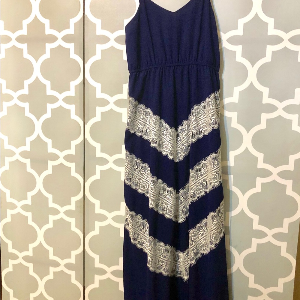 Royal blue lace maxi dress